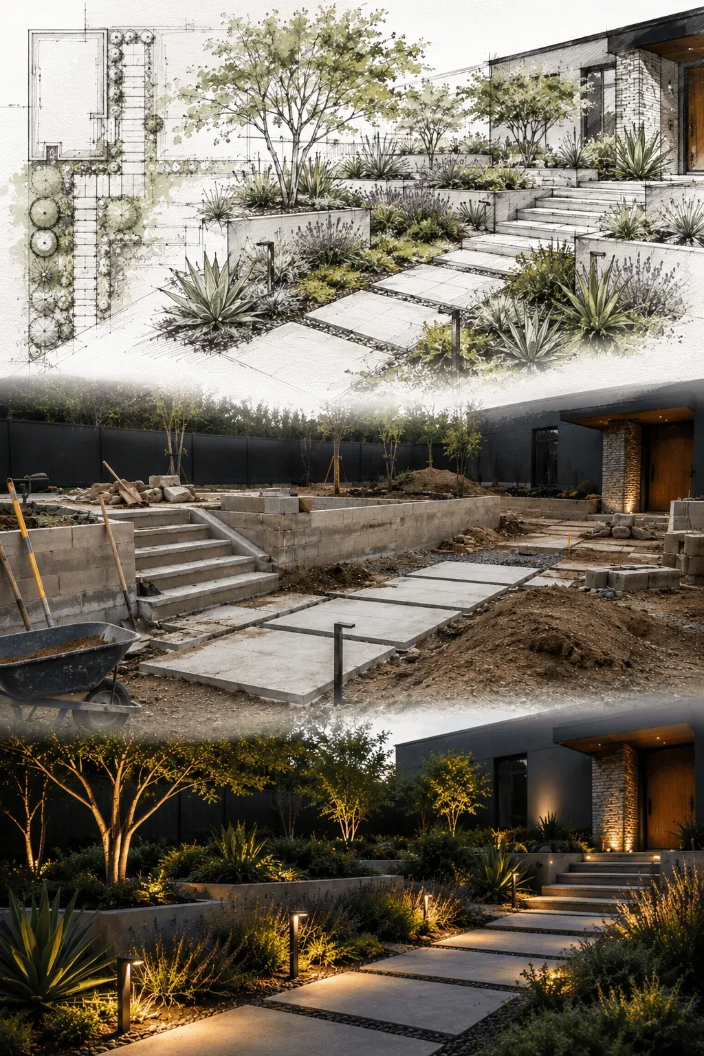 Design to build to maintain landscape transformation by Ground Up Outdoors in Southern California