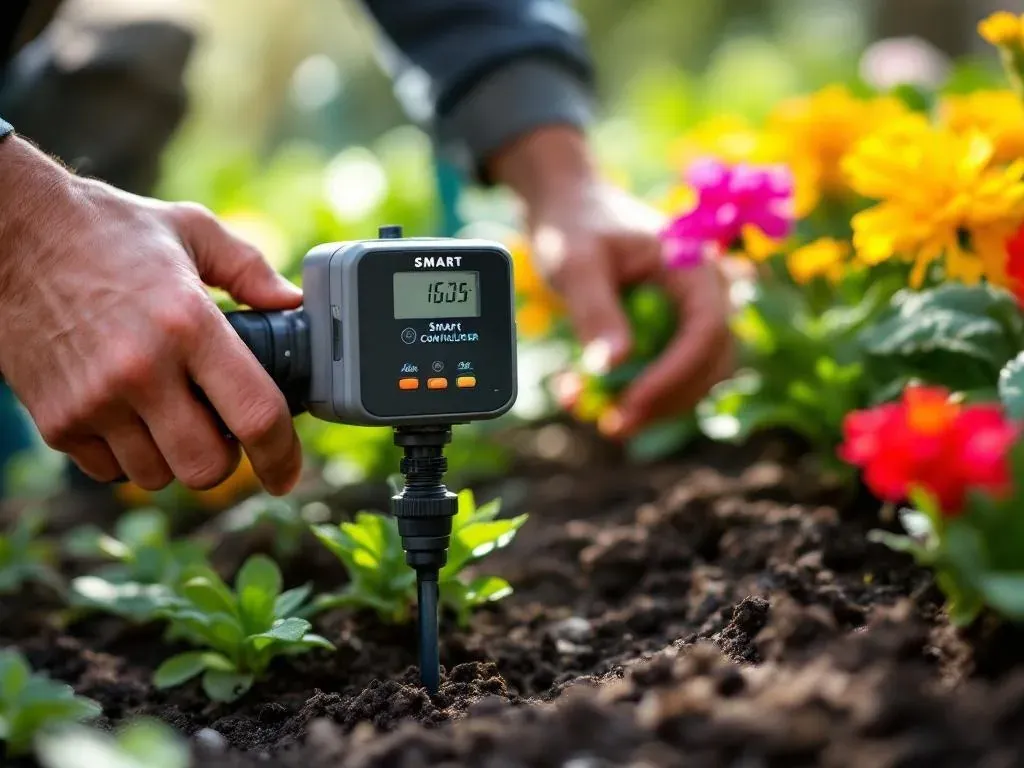 Smart irrigation controller and drip-line installation in a Southern California garden bed